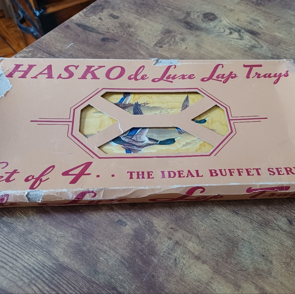 Hasko de Luxe Hand Painted Japanese Bamboo lap trays Set of 4
